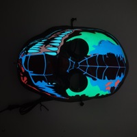 Masque de fête d'Halloween lumineux 3D en plastique à lumière froide, motif fantôme effrayant