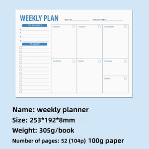 แผ่นบันทึกเตือนความจำติดด้วยตัวเองหนาแบบมินิมอลสำหรับวางแผนรายสัปดาห์ที่มีประสิทธิภาพเตือนข้อความสำนักงาน - Product Image 6