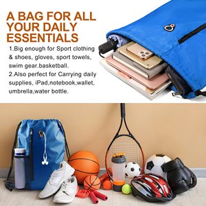 Muestra gratis impermeable Draw String Bag Nylon Oxford Poliéster Gimnasio Deporte Cordón Mochila Bolsa de natación con logotipo de impresión personalizado - Product Image 3