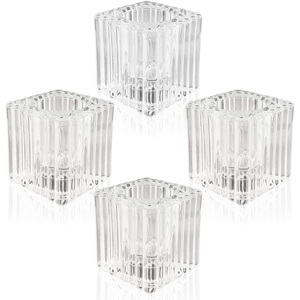 EIPP Bougeoir en verre cristal en gros avec décoration à motif côtelé pour bougies chauffe-plat et longues coniques - Product Image 4
