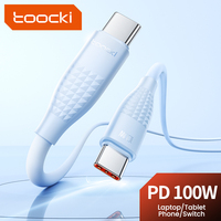 Kabel Pengisian Daya Toocki 100W USB-C ke USB-C 480Mbps Sinkronisasi Data Dilengkapi E-Marker Fleksibel Tahan Lama TPE untuk Tablet
