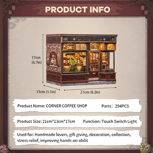 CuteBee Factory Direct DIY Miniature House CWGB402 Corner Coffee Shop DIY Book Nook City Walk Series 3D Puzzle en bois - Product Image 2