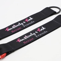 Lanière promotionnelle personnalisée avec logo, sangle courte en nylon et polyester, impression sérigraphique, transfert thermique, mousqueton, porte-clés