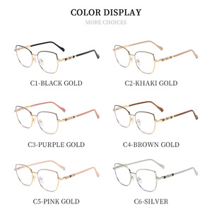 <span class=keywords><strong>2025</strong></span> New Thời Trang kim loại kết hợp chống Blue Ray máy tính kính quang học chất lượng cao phụ nữ lớn vuông kim loại khung kính mắt - Product Image 4