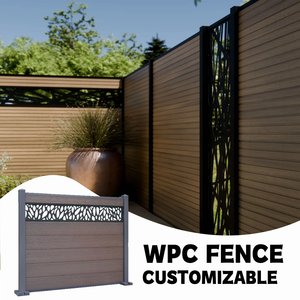 Clôture WPC <span class=keywords><strong>180x180</strong></span> en <span class=keywords><strong>bois</strong></span> composite, clôture extérieure en <span class=keywords><strong>bois</strong></span>-plastique composite pour jardin, design moderne extrudé 3D - Product Image 1