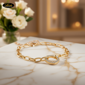 Linda Heart Shaped Rhinestone <b>Bangle</b> Bracelet 22k Gold Plated Elegant Charm For Women Everyday Wear - Product Image 2