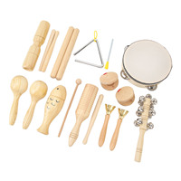 10 PCS Set Musical Percussion Instruments Wooden Stainless Steel Toddler Musical Instruments
