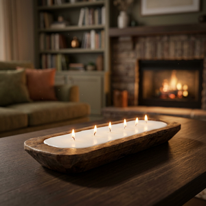 Handmade Mango Wood Dough Bowl <b>Candle</b> Holder Rustic Farmhouse Wooden <b>Candle</b> Decor Party Accessories At Affordable Price - Product Image 6
