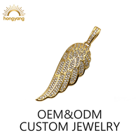 Colgante de Oro con Ala de Ángel Individual, Pavé de Circonitas, Colgante Grande de Lujo, Colgante de Ala de Ángel de Moda, Joyería de Acero Inoxidable 316L