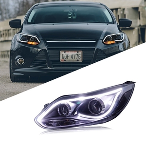 Fari per <span class=keywords><strong>Ford</strong></span> <span class=keywords><strong>Focus</strong></span> 12-14, Gruppo Ottico Modificato con Luci Diurne a LED e Fari Allo Xenon a Doppia Lente - Product Image 1
