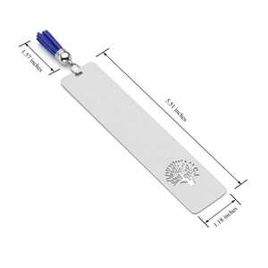 Marque-page en acier inoxydable ajouré motif Arbre de Vie avec pompon, texte gravé au laser personnalisé, <span class=keywords><strong>cadeau</strong></span> souvenir de <span class=keywords><strong>retraite</strong></span> pour enseignant - Product Image 5