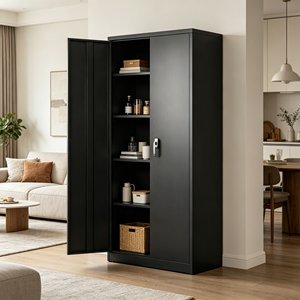 Office Lockable 2 <strong>Doors</strong> Steel <strong>Cupboard</strong> <strong>Tall</strong> Metal Filing Storage Cabinet <strong>with</strong> Adjustable <strong>Shelves</strong> - Product Image 4