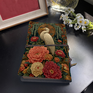 A6 Cuaderno Vintage Hecho a Mano 80 Hojas Reemplazables Regalo Ideal del Día del Profesor para Educadores con Garza Peonías Floral Patte - Product Image 3