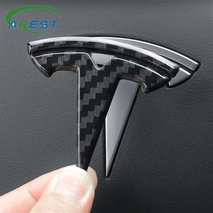 Carbon Fiber Pattern for Tesla Model 3 Y X S Auto Logos Steering Wheel Patch Decoration Modified Accessories Head Tail Box