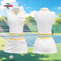 Tenues de sport d'été : Ensemble 2 pièces pour femme, comprenant un polo zippé de golf et une mini-jupe de tennis, style décontracté et personnalisable, idéal pour la détente ou comme survêtement.