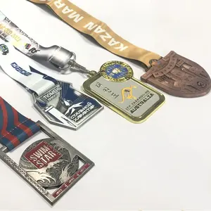 Medallas y trofeos de alta calidad, fundición a presión, deporte, natación, Maratón, carrera de Karate, medallones de Metal, medallas personalizadas con caja