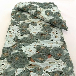 5 Yardas de Tela de Encaje Africano con Cuentas de <span class=keywords><strong>Guipur</strong></span> <span class=keywords><strong>para</strong></span> <span class=keywords><strong>Vestido</strong></span> de Fiesta de Boda - Product Image 1