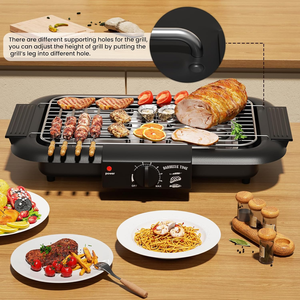 <span class=keywords><strong>Barbecue</strong></span> électrique sans fumée, antiadhésif, hauteur réglable, pour intérieur/extérieur, 2000W, haute puissance, double tube, amovible, portable - Product Image 3