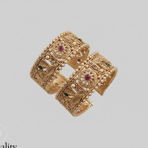 Handcrafted Gold Plated Openable <b>Bangles</b> <b>Set</b> Pota Stone Jewelry Customizable <b>Bangle</b> for Wedding Party Festival and Daily Wear - Product Image 2