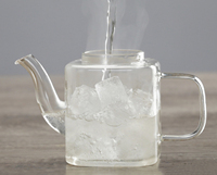 En gros 350Ml 12Oz Carré Théière À La Main Théière En Verre Résistant À La Chaleur Avec Passoire En Verre Amovible