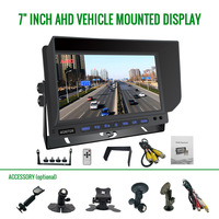 Moniteur DVR à 4 canaux avec affichage quadruple | Enregistrement sur carte SD intégrée | Prise d'aviation à 4 broches | Système de caméra de recul 7 pouces 1080P 12-36V pour camion