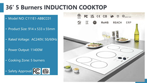 <span class=keywords><strong>Table</strong></span> <span class=keywords><strong>de</strong></span> <span class=keywords><strong>cuisson</strong></span> à induction en verre blanc <span class=keywords><strong>de</strong></span> 90cm avec 5 brûleurs Appareil <span class=keywords><strong>de</strong></span> cuisine haute performance - Product Image 5