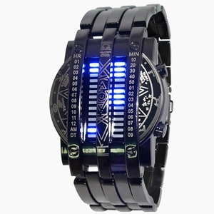 <span class=keywords><strong>Montre</strong></span> de luxe pour homme en acier inoxydable bleu, affichage électronique LED lumineux <span class=keywords><strong>binaire</strong></span>, montres de sport tendance - Product Image 1