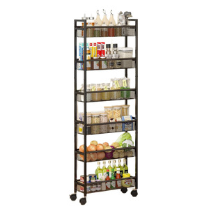 Kitchen Storage Rack Multi Layer Metal Movable Stand For Spice And Vegetable Organizing - Product Image 5