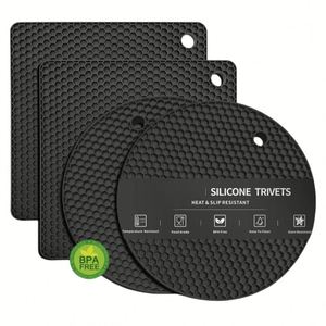 Wholesaler 4Pcs Heat Resistant Pot Holders Hot Mat Silicone Trivet Mats Multipurpose Non-Slip Hot Pads for Kitchen Potholders - Product Image 1