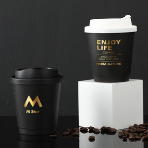 Bicchieri di Carta Neri a Doppia Parete con Coperchi, Personalizzabili con Logo, 8oz 10oz 12oz 16oz, Usa e Getta con Stampa in Lamina d'Oro per <span class=keywords><strong>Caffè</strong></span> <span class=keywords><strong>da</strong></span> <span class=keywords><strong>Asporto</strong></span> - Product Image 2