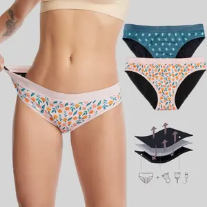 INTI FLOWER Bunte Bragas Menstruation Wieder verwendbare kleine Periode Höschen Mädchen Baumwolle Slips Unterwäsche Ropa Interior Menstruation