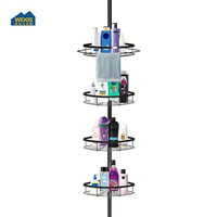 Étagère d'angle rotative WEKIS moderne télescopique écologique à 4 niveaux en fer chromé sans perçage pour salon