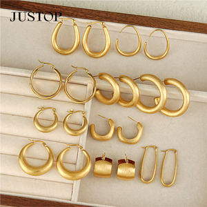 Boucles d'oreilles tendance en acier inoxydable plaqué or 18 carats, hypoallergéniques, pour femmes, vente en gros - Product Image 1