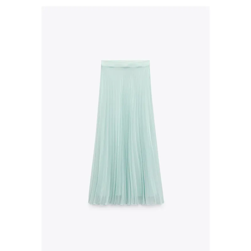 2024 Customized Women's Casual High Waist Pleated Skirts Summer A-Line Mid Length Skirts for women