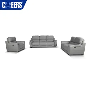 MANWAH CHEERS Power现代奢华皮革3 + 2 + 1躺椅沙发套装价格实惠客厅沙发组