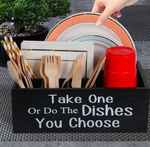 Bandeja pequeña <span class=keywords><strong>de</strong></span> papel, soporte para cubiertos, caja <span class=keywords><strong>de</strong></span> almacenamiento, <span class=keywords><strong>dispensador</strong></span> <span class=keywords><strong>de</strong></span> madera para fiestas y picnics, para tazas, tenedores y cucharas - Product Image 6