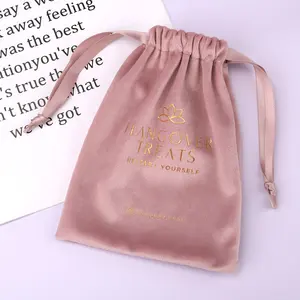 Luxe Goud Bedrukte Sieraden Parfum Opberg Fluwelen Tas Trekkoord Stof Bruiloft Cadeau Sieraden Verpakking Fluwelen Zakje