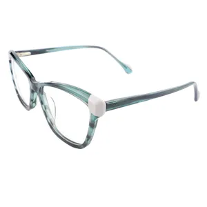 Brand Design Rivet Cat Eye Óculos das mulheres Quadro Acetato Artesanal Feminino Moda 2024 Óculos Frame Óptico Computador Óculos