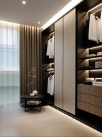 Ensemble de placard sur mesure haut de gamme avec éclairage LED, en bois massif, assemblé, pour la décoration de la chambre à coucher