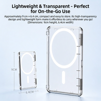 Portefeuille magnétique ultra-léger en PC transparent avec support de téléphone intégré, poignée robuste et accessoires antichoc détachables