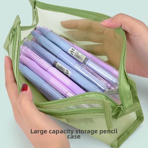 Custodia speciale per bambini custodia custodia portatile per nuovi studenti in pelle a rete trasparente con penne borsa cancelleria per bambini - Product Image 3