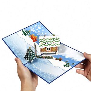Nouvelle conception de carte de vœux 3D pop-up avec arbre de Noël et maison en pain d'épices - Product Image 3