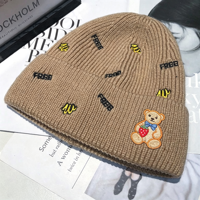 Nouvel arrivage Chapeau d'hiver en tissu tricoté mignon et joli motif personnalisé coloré, chaud et confortable