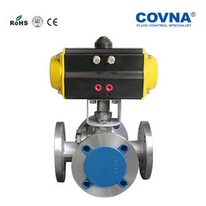 COVNA Válvula de Bola Neumática de 4 Vías con Brida de 1 Pulgada de Acero Inoxidable - Product Image 3