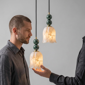 Modern Marble Pendant Light Flower Shape Hanging Indoor Decor 100% Handmade Living Room Lighting - Product Image 1