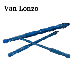 Foret à carrelage à pointe croisée dentelée Van <span class=keywords><strong>Lonzo</strong></span>, tige hexagonale, alliage bleu, foret multifonctionnel pour carrelage céramique, marbre, brique, bois, PVC - Product Image 1