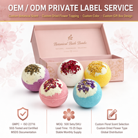 Coffret Cadeau de Bombes de Bain Artisanales aux Fleurs Séchées Naturelles, 5 Pièces, 100g, Rose, Lavande, Camomille, Violette, Lait de Rose, Étiquette OEM