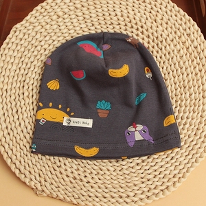 Cappello da bambino primavera autunno sottile monostrato cappello da bambino in cotone lavorato a maglia in cotone traspirante bandane etniche stampate con motivo animale dei cartoni animati - Product Image 4