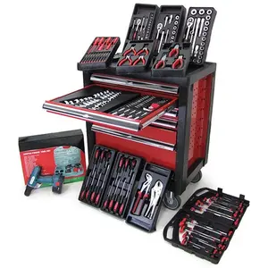 Personalizado 6 gaveta ferramenta carrinho CRV 220 pcs mão ferramenta conjuntos ferramenta gabinete reparação aço rolamento