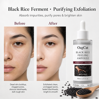 Ampoule Peeling au Ferment de Riz Noir K-Beauty Tendance Marque Blanche pour Peau de Verre, Sérum Visage AHA Niacinamide, Soin Coréen